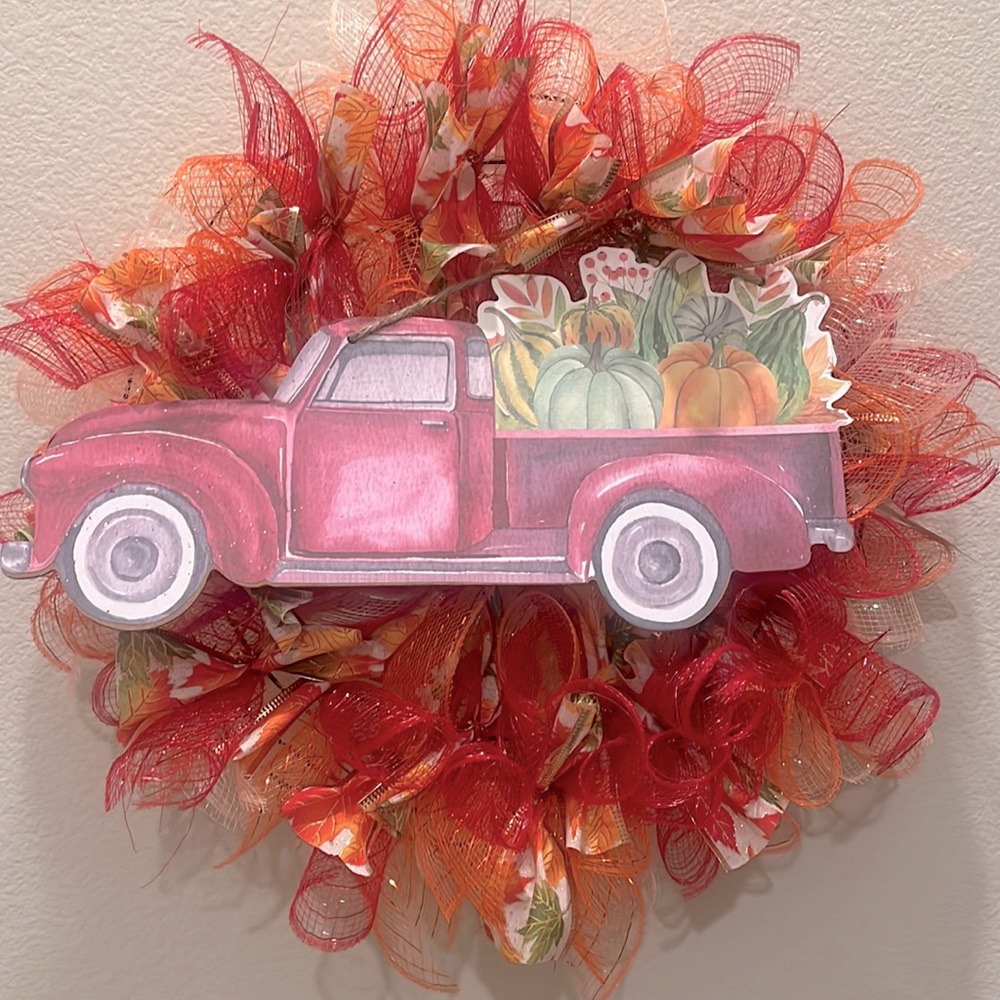 Fall deco mesh wreath